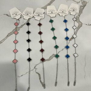 Clover Charm Bracelets - Multi-Color Set